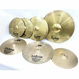 1円【ジャンク】SABIAN シンバル7枚セット Solar XSシリーズ、他/16クラッシュ 14ハイハット 20ライド他/65