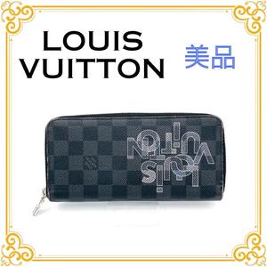 LOUIS VUITTON ルイヴィトン N60347 ダミエ グラフィット ジッピーウォレット ヴェルティカル メンズ 長財布 ブラック グレー シルバー金具