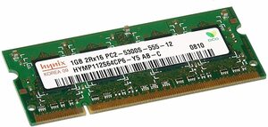 hynix 1GB*1枚 PC2-5300S (DDR2-667) SO-DIMM 204pin ノートパソコン用メモリ型番：HYMP112S64CP6-Y5