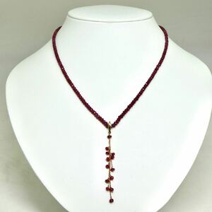 1円〜!!＊K18 天然ルビーネックレス＊ n 約10.0g 約42.0cm necklace jewelry ruby ジュエリーEA0/EA A62