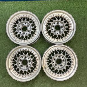 【0458】15インチ　7J　BBS　GERMANY　RS176　7J×15H2　ET14　PCD114.3　5穴　ハブ径67　中古アルミホイール4本