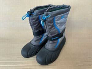 4*2100 中古【SOREL/ソレル】Youth Flurry (ユースフルーリー) スノーブーツ 冬靴 サイズ：25㎝ カラー：グレー 《店頭引渡可/美しが丘》