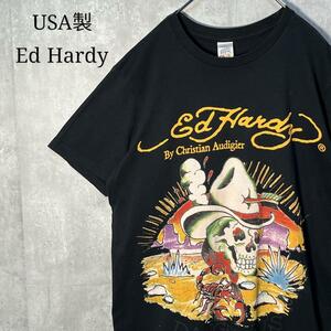 USA製☆ Ed Hardy エドハーディー スカルプリントTシャツ