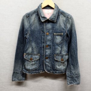 K389 Levi’s リーバイス デニム ジャケット S ブルー LADY STYLE カバーオール アメカジ カジュアル ライトアウター ユーズド加工 古着