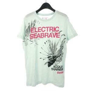 ディーゼル DIESEL ELECTRIC SEABRAVE プリントTシャツ カットソー 半袖 M ライトブルー 国内正規 メンズ