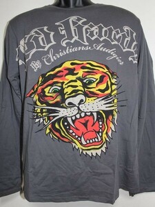 エドハーディー ed hardy メンズ長袖Tシャツ M03OUTL091 グレー Lサイズ 新品 TIGER タイガー ロンティー