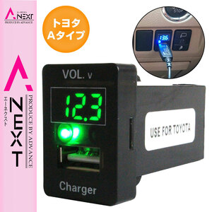 【トヨタA】 86 ハチロク ZN6 H24.4～ LED発光：グリーン 電圧計表示 USBポート 充電 12V 2.1A 増設 パネル USBスイッチホールカバー