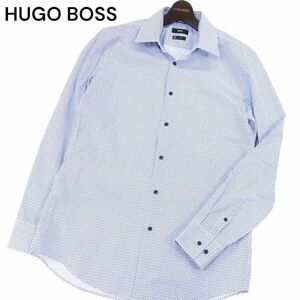 美品★ HUGO BOSS ヒューゴボス 通年 SLIM FIT★ 長袖 総柄 スリムフィット シャツ Sz.42 16 1/2　メンズ　I4T01333_4#C