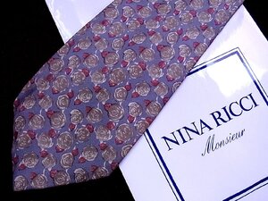 ♪5727D♪状態並品【バラ 花 植物 柄】ニナリッチ【NINA RICCI】ネクタイ