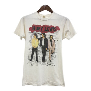 80年代 USA製 HUEY LEWIS AND THE NEWS ヒューイ・ルイス 半袖Ｔシャツ バンドT ホワイト (メンズ M) Q6543