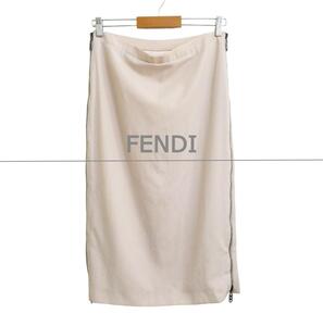 美品 FENDI フェンディ サイズ約XXL ズッカ ロゴ サイドファスナー ロング丈 ミモレ丈 タイトスカート ロングスカート ピンク