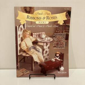 231229洋書トールペイント資料「RIBBONS&ROSES」BOOKⅠ 図案集 アメリカンカントリー 木工家具 フォークアート Folk Art 手芸★古書美品