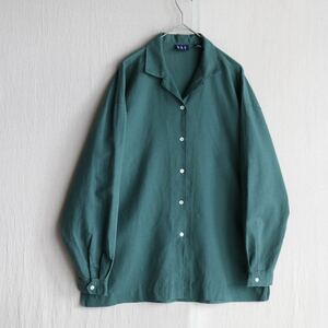 【リネン×コットン】90s old GAP オープンカラー シャツ / ユニセックス L グリーン ボックス レディース USA ビンテージ T4-07036-9209