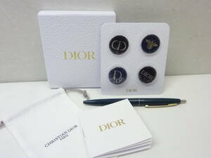 Christian Dior クリスチャンディオール ピンバッジ 4点 セット ロゴ＆蜜蜂 限定ピン 非売品 ミッドナイトブルー×ブラック 箱あり