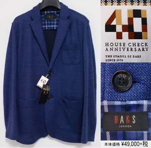 ダックスロンドン■DAKS LONDON■HOUSE CHECK ANNIVERSARY■40周年■綿×麻混■ストレッチジャケット■新品■M■春夏