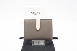 ☆安心の３大保証☆ ABランク ≪CELINE セリーヌ/二つ折り財布≫ 10B643 カーフスキン ミディアム ストラップウォレット バイカラー 送料込