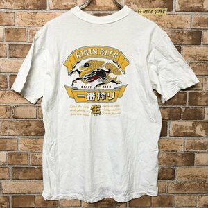 KIRIN キリン 一番搾り 生ビール 企業もの メンズ バック プリント 半袖Tシャツ 白