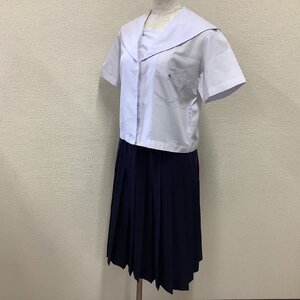 I30/Y(中古)山形県 飯豊中学校 女子制服2点 /A160/W63/セーラー/スカート/夏服/半袖/SCHOOL HARMONY/白/女子学生/校章刺繍入