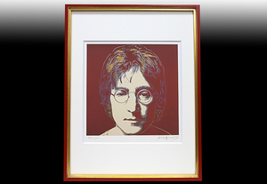 アンディ・ウォーホル 証明書 直筆サイン シルク「John Lennon　ジョン・レノン　39/250」真作保証