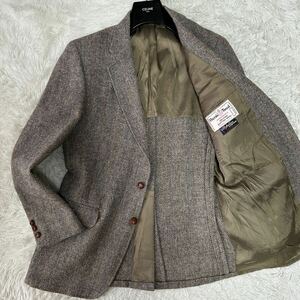 美品 XXL相当 USA製 Harris Tweed × KRAY`S テーラードジャケット ハリスツイード くるみ釦 ヘリンボーン ミックス ウール メンズ 秋冬