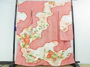 平和屋野田店■豪華振袖　駒刺繍　絞り　道長吉祥牡丹花文　金糸　金彩　逸品　cf3429