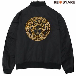 美品 VERSACE ヴェルサーチ 2022 1010102 バック メデューサ エンブロイダリー ジップアップ MA-1 ボンバー ジャケット ブルゾン 46314