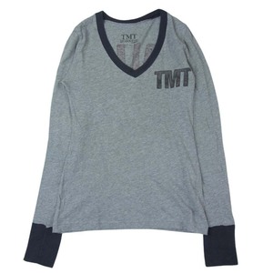 TMT ティーエムティー Vネック 胸ロゴ 長袖 Tシャツ グレー系 F【中古】