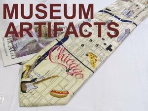 【ミュージアム シカゴ アーチファクト美術館 】C 683 ネクタイ MUSEUM ARTIFACTS CHICAGO シカゴ地図絵柄プリント 未使用品