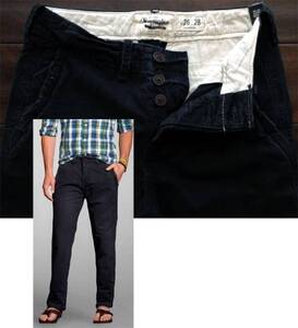 【既決USA】アバクロ★Abercrombie@完売【Abercrombie & Fitch】ロゴ入チノパン【THE A&F CLASSIC STRAIGHT CHINO】 紺 @US26x28