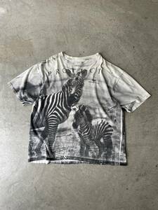 超希少！美品！USA製！80s 90s ARTEX アニマル プリントTee Tシャツ ゼブラ柄 Zoo 動物園 フォトモード スーベニア 大きいサイズ(XL)