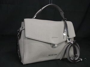 1円 ■極美品■ MICHAEL KORS マイケルコース レザー 2WAY クロスボディ ハンドバッグ ショルダーバッグ 斜め掛けかばん グレー系 BL3216