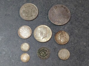 （1円スタート） コイン 硬貨 銀貨　ニッケル　混在　コレクション 　メキシコ貿易銀　イギリス　アメリカ　オランダ　各国　9枚セット