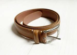 美品 BLOOKLYN ブルックリン FRENCH CALF BELT フレンチ カーフ レザー ベルト 34 / 86 ブラウン 茶 スーツ 小物 フランス製 △6