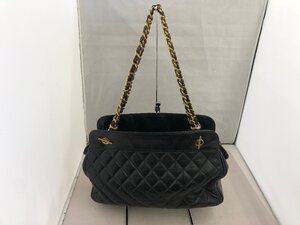 【CHANEL】シャネル　マトラッセ　チェーンショルダー　トートバッグ　ブラック　ラムスキン　キルティングレザー　SY02-FNC