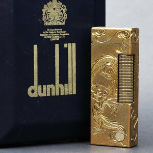 dunhill ダンヒル ガスライター 彫刻 龍 鳳凰 ゴールド 箱付き ※着火未確認 ◆おたからや【C-A77671】同梱-2