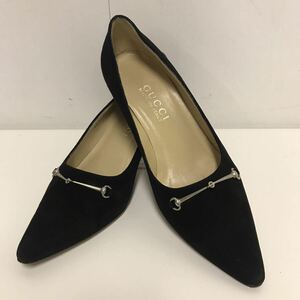 ⑥-61 GUCCI グッチ パンプス シューズ 靴 スエード レディース 1014279 サイズ35 1/2 ホースビット ヒール