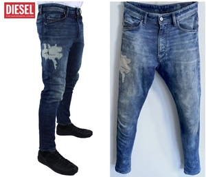 定価52,800円 DIESEL ディーゼル NARROT-T.084PU joggジーンズTWILL ダメージリペア スリムキャロットデニム KROOLEY STRUKT 28 30