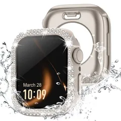 スターライト_Series 8/7 41mm 360度防水設計 Missair コンパチブル アップルウォッチ カバー キラキラ Apple Watch カバー 防水ケース 41mm ダブルダイヤモンド 保護フィルム付き 一体型 IP68完全防水 iWatch