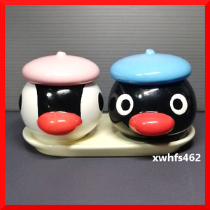 新品即決 非売品 ミスタードーナツ PINGU ピングー & ピンガ 陶器 ミニポット セット 2003年 当時物 調味料 小物 入れ ノベルティ限定 zak