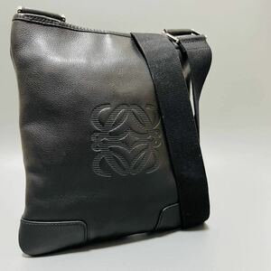 1円 正規品本物 LOEWE ロエベ アナグラム レザー ブラック ショルダーバッグ クロスボディ レディース　メンズ　サコッシュ　ポシェット