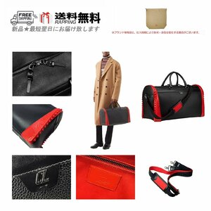 K861.. Christian Louboutin クリスチャン ルブタン ボストンバッグ BAG ダッフル カーフ スニーケンダー スパイク イタリア製 ★ ブラック