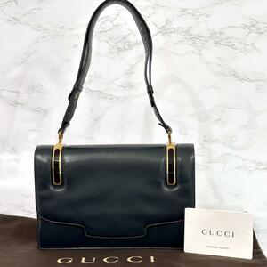 グッチ オールドグッチ GUCCI ショルダーバッグ ネイビー レザー　C371567