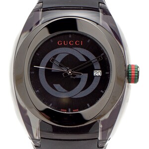 【美品】GUCCI G-SYNC 137.1 メンズ腕時計 グッチ ブラック クォーツ QZ