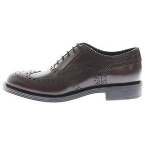 PRADA プラダ Leather Dress Shoes レザー ローカット ドレスシューズ ウィングチップ ブラウン 2EC134