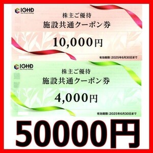 飯田グループ 施設共通クーポン券 50000円分■2506株主優待券割引券無料券江の島ホテルシーウッドホテル吉祥江の島アイランドスパ100000円