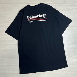 BALENCIAGA/バレンシアガ/Political Campaign Regular Fit T 2017/ポリティカルキャンペーン 半袖Tシャツ/ブラック/両面ロゴ/JPタグ