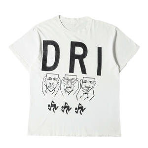 90s D.R.I. / Dirty Rotten Imbeciles Three wise monkeys クルーネック Tシャツ ホワイト 白 詳細参照(XL位) 90年代 ヴィンテージ 古着