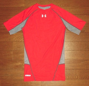 UNDER ARMOUR METAL アンダーアーマー メタル 半袖 コンプレッション メッシュ ハイブリッドシャツ RED-GRY MD USED 美品