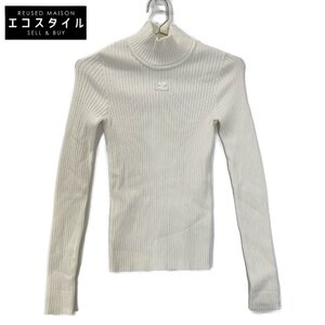 Courreges クレージュ 白 re edition タートルネック リブニットセーター ホワイト XS トップス レーヨン レディース 中古