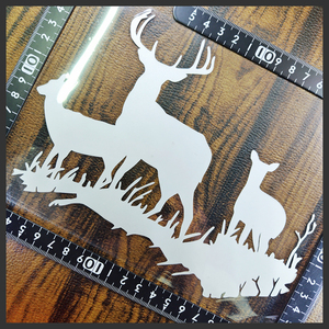 鹿 ステッカー L-Size 20×14 (cm) 　[Silver]　Deer01S [●匿名配送● シカ バンビ ディア 野生 動物 自然 山 アウトドア アート]